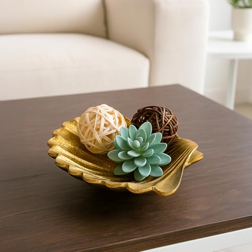 Image of MARKET 99 Golden Ribbed Aluminium Decorative Platter | Glossy Designer Tray for Table, Dining, Center & Coffee Table Decor | Elegant Festive, Diwali, Housewarming & Gifting Display