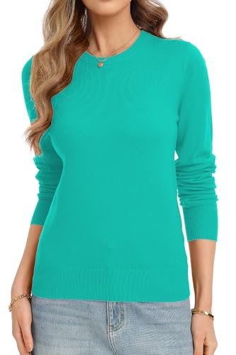 Image of QUALFORT Women's Sweaters Long Sleeve Soft Lightweight Basic Knitted Pullover Sweater