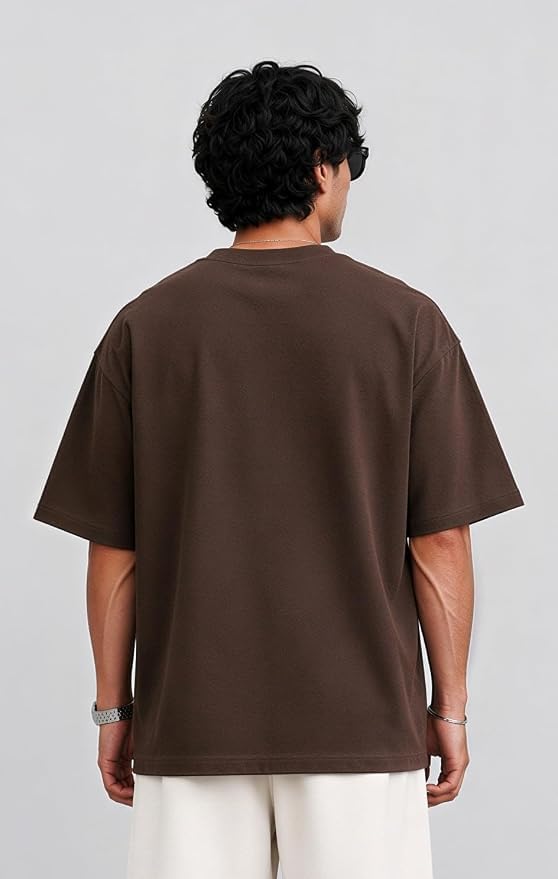 Image of Men's 240 GSM Cotton Oversized Tee - Heavyweight Bio-Washed Fabric | Premium Street Style | Super Soft, Thick & Breathable T-Shirt
