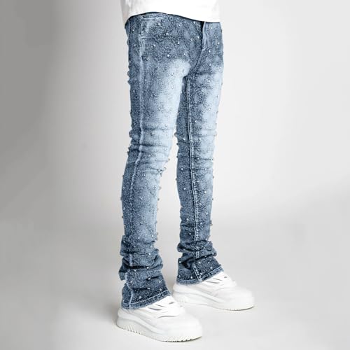 Giraropa Men's Skinny Jeans Slim Fit Fashion Rhinestone Streetwear Denim Pants with Pockets Hip Hop Club Trousers3