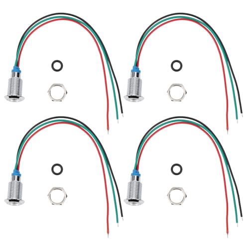 Luz Indicadora LED 4 Conjuntos de Luz Indicadora à Prova D'água de 2 Cores ânodo Comum 10mm 1224V (