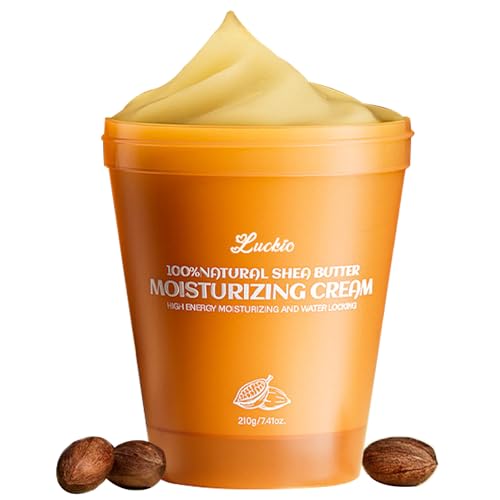 Pure & Unrefined Raw African Shea Butter – 100% Natural Moisturizing Cream with Smoky Scent for Dry Skin, Hair, Lips & DIY Body Butter – 210g