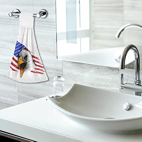 Boccsty Patriotic Star Eagle Hanging Kitchen Towels 2 Pcs Usa Flag 4Th Of July Memorial Day Independence Day Dish Towels Absorbent Hand Towel For Bathroom Farmhouse #TOP6