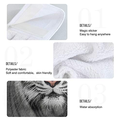 Oarencol White Tiger Animal Black Kitchen Hand Towel Absorbent Hanging Tie Towels With Loop For Bathroom 2 Pcs #TOP2
