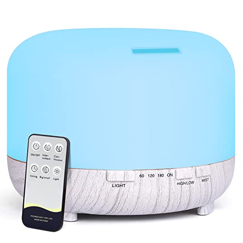 Essential Oil Diffuser For Large Room: 500Ml Aromatherapy Ultrasonic Air Humidifier With Remote Control For Home - Aroma Cool Mist Vaporizer With Led Light & Timer For Bedroom Office #TOP1