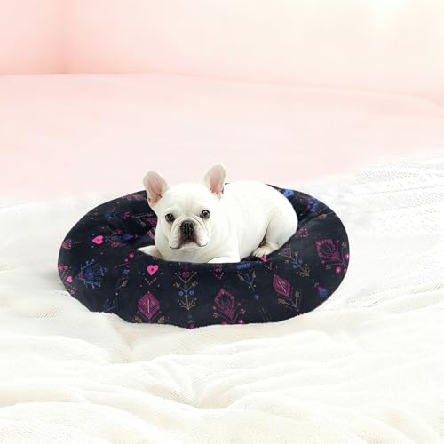 Lit pour chat scandinave fleurs sombres taille S : une sieste zen dans votre salon