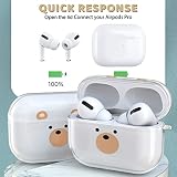 Newseego kompatybilny z Airpods Pro Etui Airpods Pro Cute Bear Cartoon Case dla dziewcząt i kobiet [LED z przodu widoczny] Miękki pokrowiec ochronny TPU dla Airpods Pro AA1896-2