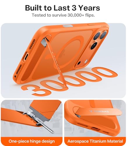 Coque iPhone 17 Pro incassable orange brasier avec support caméra