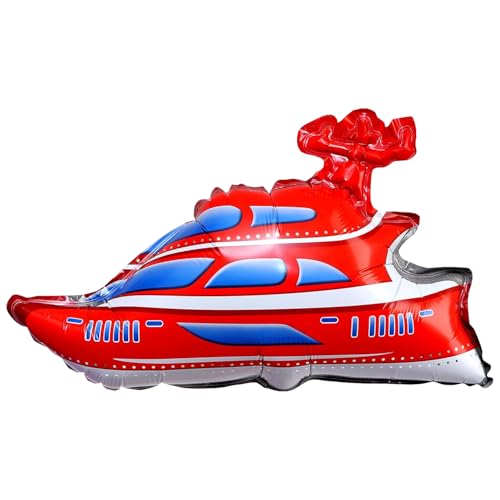 Image of Rozi Decoration Yacht Shape Foil Balloon for Birthday Parties Decoration, Boat Theme Balloon for Kids Celebration, Nautical Party Decor and Event Setup (Red and Blue Design) Pack of 1 Pcs