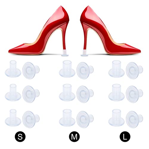 Molain High Heel Protectors,12 Pairs Transparent Anti-Slip Heel Stoppers, Heel Repair Caps Covers Protector Replacement Suitable for Woman to Weddings,Formal Occasions Size S,M,L