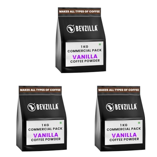 Image of Bevzilla 1kg Vanilla Instant Coffee Powder | Makes 500 Cups | Made For HoReCa (Pack of 3)