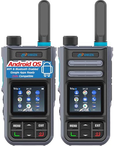 OMIZN A3 4G LTE Android Smart Walkie Talkie with Unlimited Range, Lifetime Free, Support Zello, WiFi, Bluetooth, GPS, IP65, Type-C, 2 Pack