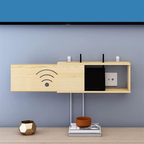 Contenitore per router da parete con fori di ventilazione, modem salvaspazio e organizer per box WiFi per casa e ufficio, rack ecologico per la gestione dei cavi in WPC