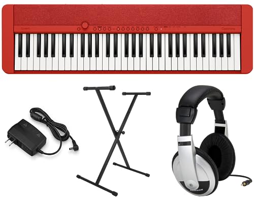 Casio CT-S1 Premium Keyboard Pack with Stand, AC Adapter and Headphones, Red
