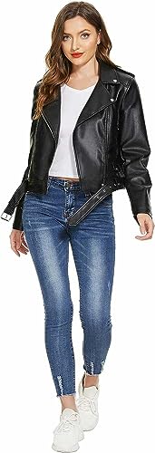 Image of Leather Jacket for women biker black