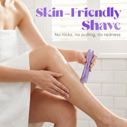 Bikini Trimmer for Women, 2 in 1 Dual Head Electric Razors, IPX7 Waterproof & Painless Shaver, Cordless Pubic Hair Trimmer for Leg Face Underarm Body Hair Removal, Purple — view 3