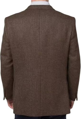 Mens Herringbone Tweed Blazer Men Vintage Suit Jacket Lightweight 2 Button Brown Business Sport Coat Jackets XL3
