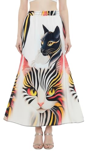 Image of VAGISHA Women's 4-Metre Flared Long Skirt | Skirts for Women Long Length | Long Skirts for Girls | Ethnic & Boho Printed Wear with Elastic Waist | Perfect for Party, Festive & Casual Look