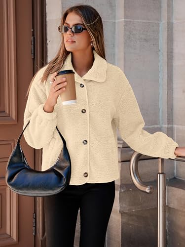 Glamaker Womens Sherpa Fleece Fuzzy Jackets Casual Warm Winter Button Down Long Sleeve Fluffy Coats 2025 Fall With Pockets2