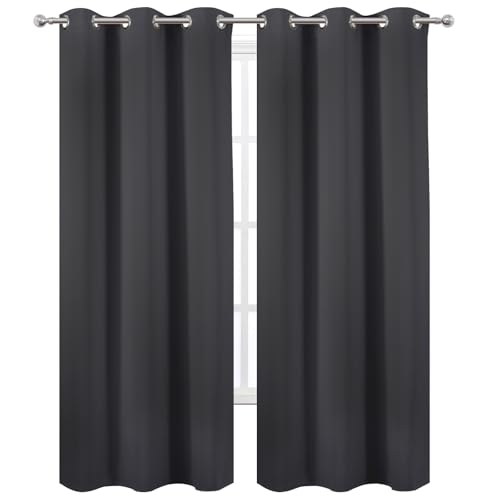 Image of LEMOMO Dark Grey Thermal Blackout Curtains /38 x 84 Inch /Set of 2 Panels Room Darkening Curtains for Bedroom