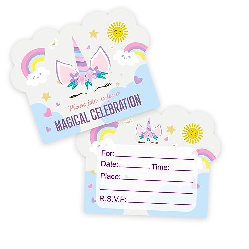 Image of Party Propz Birthday Invitation Cards For Kids - (25 Pcs) Unicorn Theme Invitation Card For Birthday (Cardstock), Invitation Cards For Kids Party, Bday Return Gifts, Bday Invitation Card
