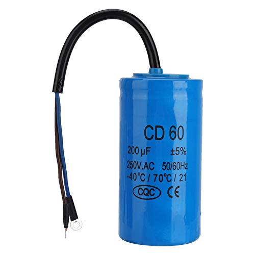 Condensador CD60-Condensador de funcionamiento CD60 con cable 250V AC 200uF 50/60Hz para compresor de aire de motor Cover