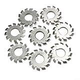8-teiliges HSS M2 Involute Zahnfräser-Set, Modul 2 gerade Zahnfräswerkzeuge mit 22 mm Bohrung, PA 20° Kegelradschneide-Set für Metallgetriebebearbeitung auf Eisen