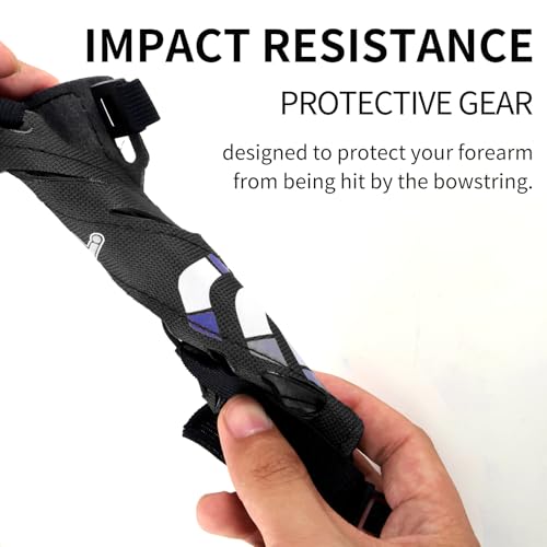 Moyujian 11.2in Long/6.7in Short Armguard Professional Competition Archery Bow Range with 4-Strap/2-Strap Buckles Shooting Practice Guard Nylon Carbon Forearm Protector Arm Guard (Black Shorts)