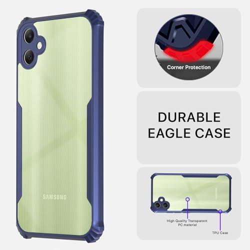 Image of Pikkme Back Cover | Crystal Clear Transparent Back | Ultra Hyrbid | Full Camera Protection | Raised Edge | Bumper Back Case for Samsung Galaxy A05 / M05 / F05 (Blue)