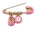 LESLIE BOULES It's A Girl 18K Gold Plated Brooch Pin for Baby Pink Evil Eye & Tiny Shoe Pendants
