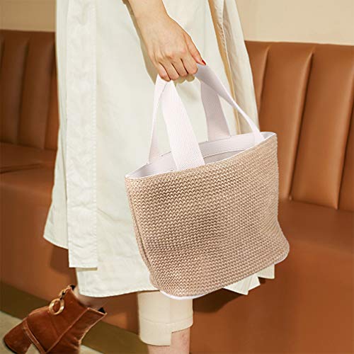 Hemoton Bolsa de Ombro Feminina Tecida à Mão Em Palha Grande Verão Bolsa Com Alças de Praia