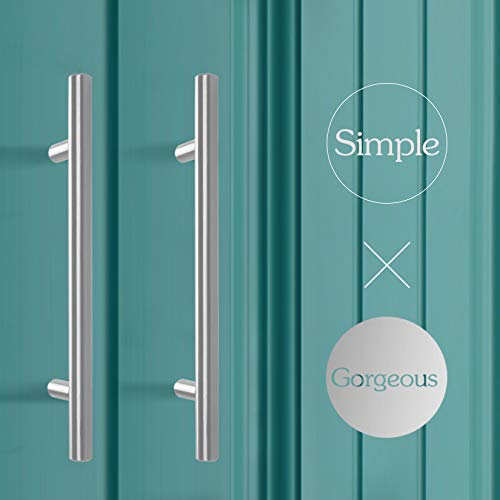 8 Pack 6" Cabinet Pulls Brushed Nickel T Bar Cupboard Handle Stainless Steel Drawer Pulls, 6" Length, 3 3/4" Hole Center #TOP5
