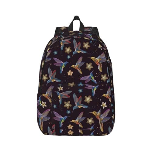 Sac à dos voyage ordinateur en toile imprimée colibris brodé homme femme