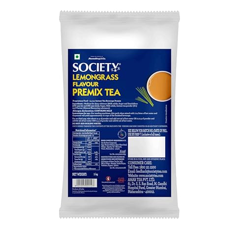 Image of Society One Minute Tea | Lemongrass Flavour | Refreshing Lemongrass flavour | Flavoured Instant Tea | 1 kg Pouch | Pack of 1