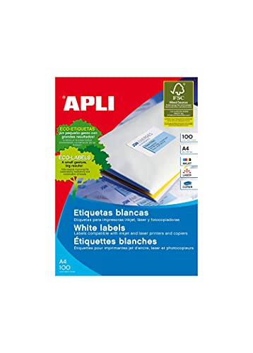 APL c.100h Etiq BL ILC 105 x 74 feuilles d'étiquettes blanches finition mate supérieure