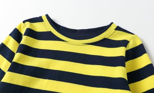 Image of LittleSpring Unisex Kids Long Sleeve Striped Tee Shirt Tagless Crew Neck Cotton T-Shirt