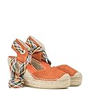 cuñas Vidorreta - Alpargata Cuña Esparto Piel Serraje Arcilla Cordón Multicolor para: Mujer Color: Naranja Talla: 37