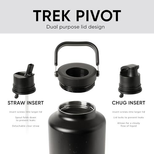 Image of Simple Modern Trek Pivot | Gallon Water Bottle Jug with Handle & Boot | Interchangeable Straw & Chug Lids | Large Insulated Stainless Steel | Sports Camping Outdoors | 128oz, Almond Birch
