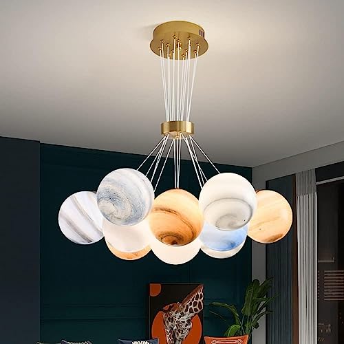 Lustre planète en verre soufflé HAZARA, une suspension d'exception pour sublimer votre chambre