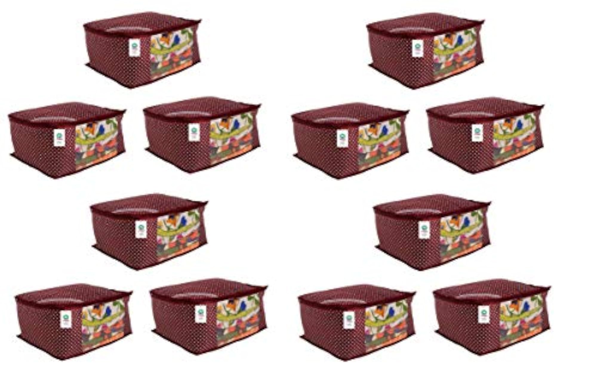 12 Pieces Quilted Polka Dots Cotton Saree Cover Set
