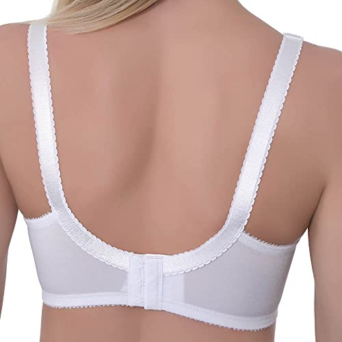 Gemm Ladies White Non Wired Lace Trim Plus Size Bra with Large Cup Sizes Full Firm Support (46 J, White) - Image 2