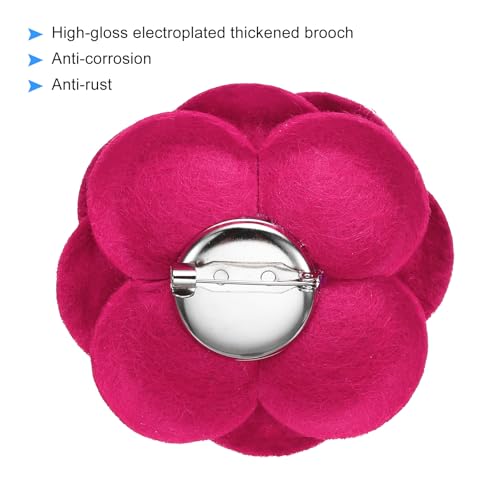Image of PATIKIL Camellia Fabric Pin, 2 Pcs Flower Brooch Artificial Flowers Brooches for Women Girls Cloth Wedding Party Decor Accessories Jewelry Gift, White