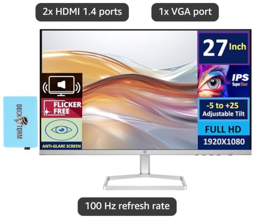 Image of HP Series 3 Pro 24 inch 100Hz FHD IPS Monitor with Adjustable Tilt /Swivel /Pivot /Height, Built-in Dual 2W Speakers, VESA Mount (100mm), VGA, Displayport, HDMI w /DKZ Hub, Black