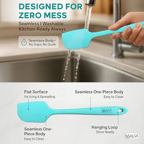 Image of NAALSA GLENZ Silcione Spatula for Cooking and Baking, Full Body Silicone with Steel core, Non Stick 28cm Length 11inch (1pc Spatula)