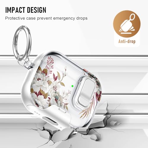 Image of Compatible Airpods Pro 3 Case (2025) with Phone Stand & Cleaner Kit,Cute Flower Print Soft Silicone Lock Clip Apple AirPods Pro 3rd Generation Case, Airpod Pro 3 Cover with Keychain for Women /Girls