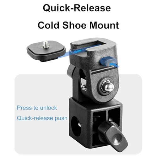 Image of Light Stand Adapter, Camera Mount Adapter with Universal 1 /4 Screw Thread and 180 Degree Tilt, Cold Shoe Design, for Light Stands Cameras Video Lights Photography