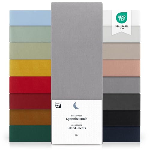 Blumtal Basics Drap Housse90 x 190 x 30cm - Drap Housse 90 x 190 x 30cm, Microfibre De Haute Qualité - Doux, Résistant, Anti Plis - Certifié Oeko-Tex - Gris