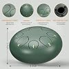 Rain Drum for Outside Garden, 6 Inches 8 Notes Steel Tongue Chakra Drums, Waterproof Meditation Rain Chime, Musical Instruments for Adult Gift with Bag, Music Book, Drum Mallets (Green)