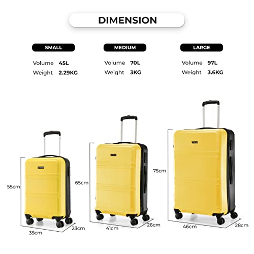 Image of Stony Brook by Nasher Miles Grid Hard-Sided Polycarbonate Yellow Black 28 inch |75cm Trolley Bag