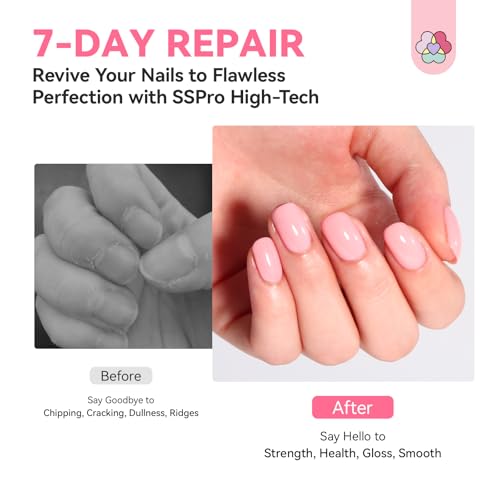 Image of SAVILAND Nail Strengthener: 7-Day Repair Pink Air Dry Natural Concealer Foundation Polish Nail Growth for Damaged Nails Repair Weak & Thin Nails with Castor Oil & Vitamin E 15ml Women Gift